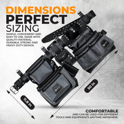 LAUTUS Heavy Duty Top Grain Leather and Nylon Tool Belt for Framers, Carpenters & Electricians, 22 Pockets, Hammer Holder, 4 D-Rings