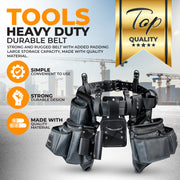 LAUTUS Heavy Duty Top Grain Leather and Nylon Tool Belt for Framers, Carpenters & Electricians, 22 Pockets, Hammer Holder, 4 D-Rings