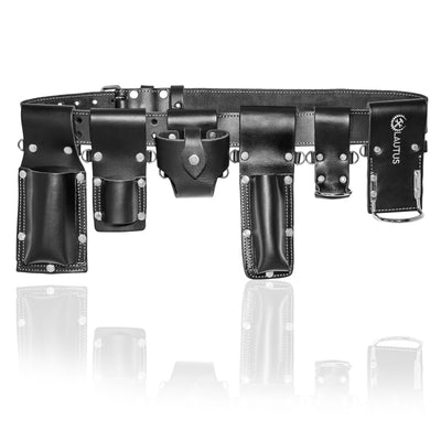 Scaffolding Belt | 7-Piece Leather Scaffold Belt, 2" Wide | Fits Waist Sizes from 32” – 50” | Includes 6 Scaffold Tool Holders to Securely Hold Your Level, Tape, Spanners, Hammer| 3.5MM Leather