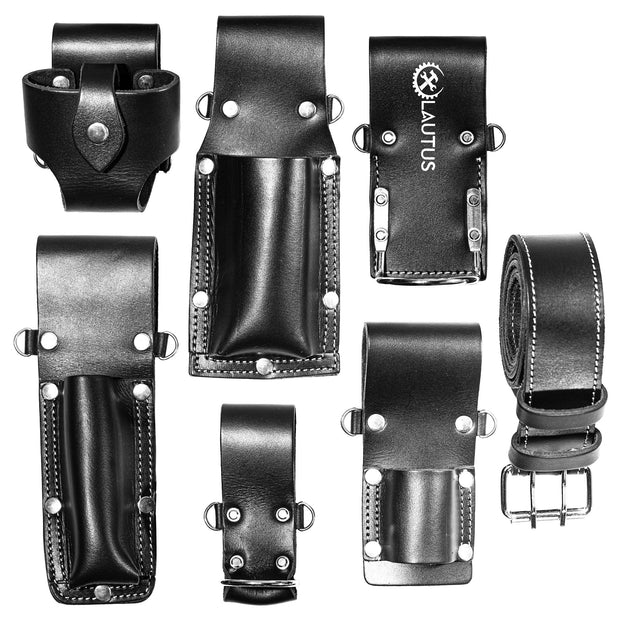 Scaffolding Belt | 7-Piece Leather Scaffold Belt, 2" Wide | Fits Waist Sizes from 32” – 50” | Includes 6 Scaffold Tool Holders