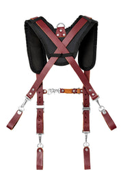 HEAVY DUTY LEATHER PADDED TOOL BELT SUSPENDERS WITH CHEST STRAP