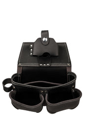 LAUTUS Oil Tanned Leather Tool Pouch Bag with Tape Measure Holder |Brown |Carpenter, Construction, Framers, Handyman | Construction Grade Leather|