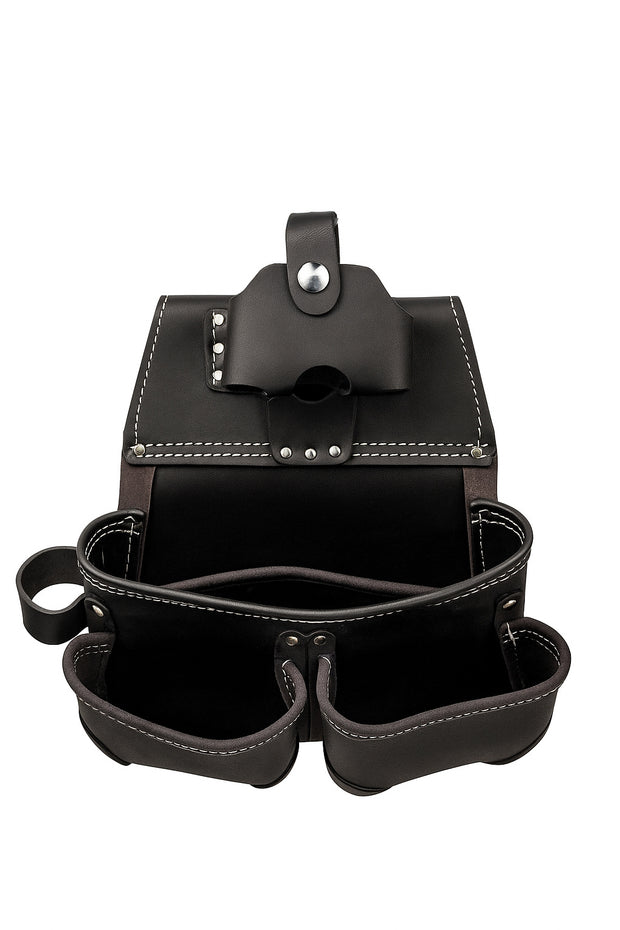 LAUTUS Oil Tanned Leather Tool Pouch Bag with Tape Measure Holder |Brown |Carpenter, Construction, Framers, Handyman | Construction Grade Leather|