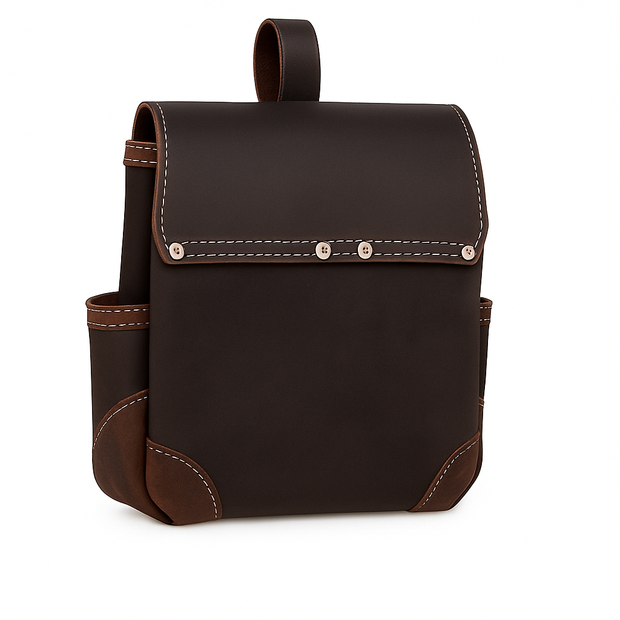 LAUTUS Oil Tanned Leather Tool Pouch Bag with Tape Measure Holder |Brown |Carpenter, Construction, Framers, Handyman | Construction Grade Leather|