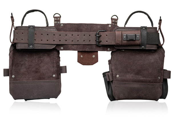 LAUTUS Heavy Duty Top Grain Leather Tool Belt for Framers, Carpenters & Electricians, 18 Pockets, Hammer Holder, 2 D-Rings, 2 Loops, Tape Measure Clip, Thick Belt