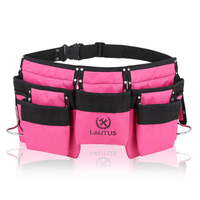 Pink Tool Belt/Pouch/Bag for Women |Stylish| Multiple Pockets |Sturdy| 12 Pockets| 2 Metal Hammer Holders|