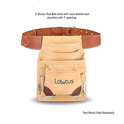 3Inch Tapered Leather Tool Belt Tanned Leather 30" to 46"