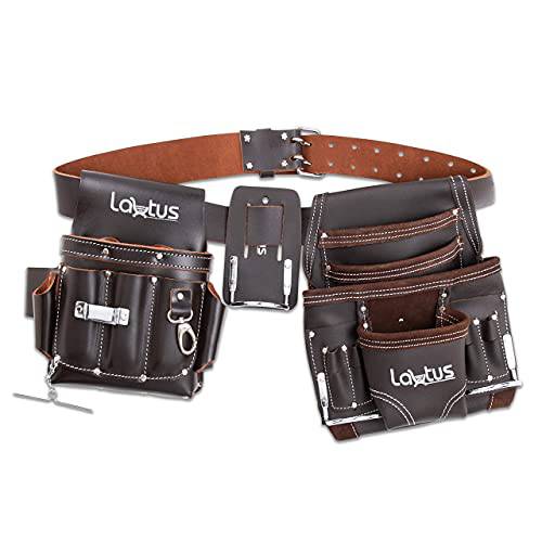 USA Pro Tools Tool Belt | Leather Tool Rig for Carpenters, Framers, Electricians, Constructors, and Handyman | Adjustable Tool Pouches.